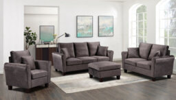 Comfy Living Brushed Velvet 3 Seater Sofa, 2 Seater Sofa And Chair In Mottled Mink