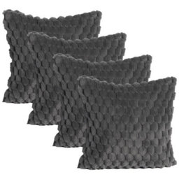 OHS 4 Pack Waffle Faux Fur Cushion Covers, Charcoal - 45 X 45Cm