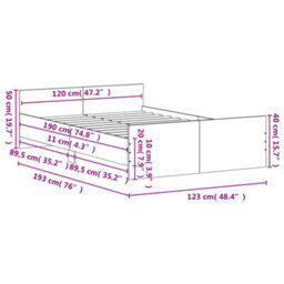 Berkfield Bed Frame With Headboard And Footboard Sonoma Oak 120X190 Cm - thumbnail 9