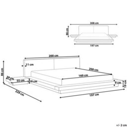 Beliani Bed With Led Boucle Zen 160 X 200 Cm (Eu King Size) Led Brown Ash Wood - thumbnail 3