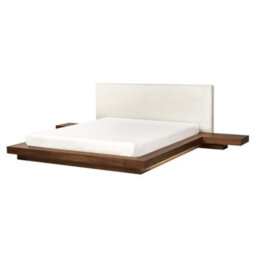 Beliani Bed With Led Boucle Zen 160 X 200 Cm (Eu King Size) Led Brown Ash Wood - thumbnail 6