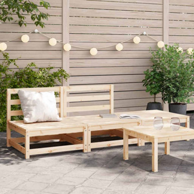 Berkfield Garden Sofa Armless With Footstool Solid Wood Pine - image 1