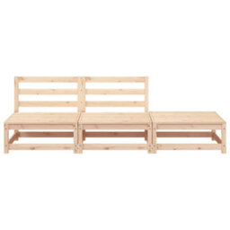 Berkfield Garden Sofa Armless With Footstool Solid Wood Pine - thumbnail 4