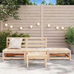 Berkfield Garden Sofa Armless With Footstool Solid Wood Pine - thumbnail 3