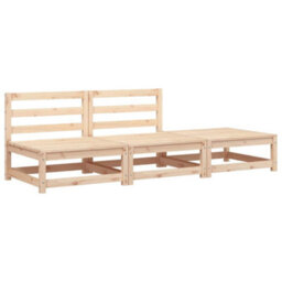 Berkfield Garden Sofa Armless With Footstool Solid Wood Pine - thumbnail 2