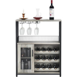 Wine Bar Cabinet Coffee W/ Wine Rack And Glass Holder - thumbnail 1
