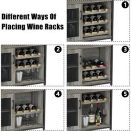 Wine Bar Cabinet Coffee W/ Wine Rack And Glass Holder - thumbnail 4