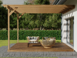 Arbor Garden Solutions Wall Mounted Pergola And Decking Complete Diy Kit, Ovolo Design (3M X 3M, Rustic Brown Finish) - thumbnail 4