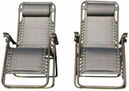 Garden Market Place Set Of 2 Padded Garden Sun Lounger Relaxer Recliner Chairs In Brown Tweed Weatherproof Textoline