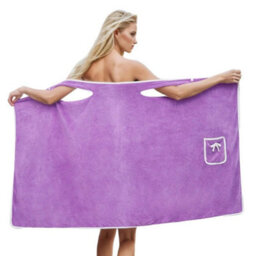 Light Purple Bathrobe Bath Towel Wrap Womens Wearable Bathtub Shower Dress Bathing Skirt