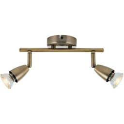 2 Way Adjustable Ceiling Spotlight Bar - 2 X 35W Gu10 - Antique Brass Plate - thumbnail 4