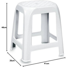 Medium Size White Plastic Stool - thumbnail 2