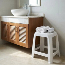 Medium Size White Plastic Stool - thumbnail 3