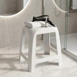 Medium Size White Plastic Stool - thumbnail 4