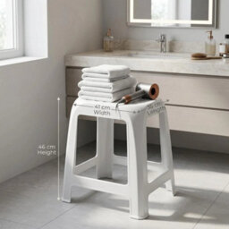 Medium Size White Plastic Stool - thumbnail 5