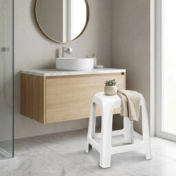 Medium Size White Plastic Stool - thumbnail 6