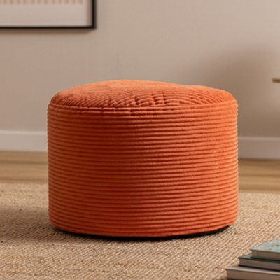 Icon Milano Jumbo Cord Round Footstool Bean Bag, Terracotta - image 1