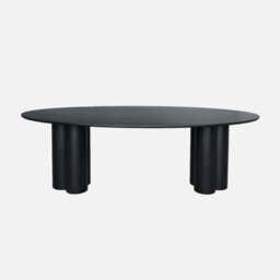 Sweeek - 8-Seater Oval Dining Table Rubberwood And Oak Veneer Black 220X110X73 Cm - Leonore - thumbnail 2