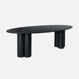 Sweeek - 8-Seater Oval Dining Table Rubberwood And Oak Veneer Black 220X110X73 Cm - Leonore - thumbnail 1