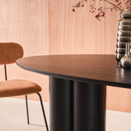 Sweeek - 8-Seater Oval Dining Table Rubberwood And Oak Veneer Black 220X110X73 Cm - Leonore - thumbnail 6