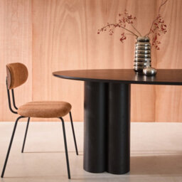 Sweeek - 8-Seater Oval Dining Table Rubberwood And Oak Veneer Black 220X110X73 Cm - Leonore - thumbnail 5