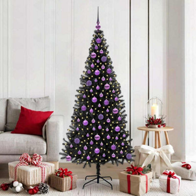 Vidaxl Christmas Tree With 300 Leds With Stand Black 180 Cm Pvc - image 1