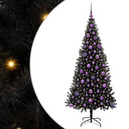 Vidaxl Christmas Tree With 300 Leds With Stand Black 180 Cm Pvc - thumbnail 2