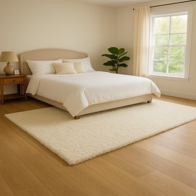 Uetian Luxury Cream Plush Area Rug 160X230 Soft Thick Living Room Carpet - image 1