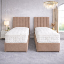Comfy Deluxe 5Ft Kingsize Zip Link 6X3 Length Mink Plush Divan Bed Full Set No Drawers - thumbnail 2
