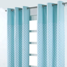 Homescapes Cotton Stars Blue Ready Made Eyelet Curtain Pair, 137 X 182 Cm Drop - thumbnail 3