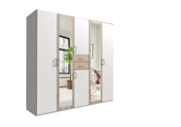 Bristol White And Oak 5 Door Wardrobe