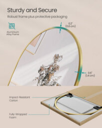Songmics Full Length Mirror, 160 X 50 Cm, Arched Full Body Mirror With Stand, Aluminium Alloy Frame Floor Mirror,gold - thumbnail 7