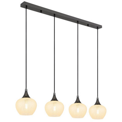 Luminosa Lighting Luminosa Maxy Bar Pendant Ceiling Light Gunmetal Clear Glass Shade 4X E27 - image 1