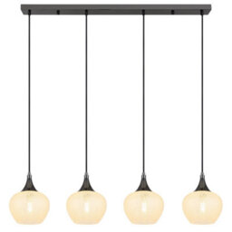 Luminosa Lighting Luminosa Maxy Bar Pendant Ceiling Light Gunmetal Clear Glass Shade 4X E27 - thumbnail 3