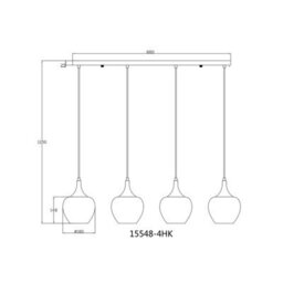 Luminosa Lighting Luminosa Maxy Bar Pendant Ceiling Light Gunmetal Clear Glass Shade 4X E27 - thumbnail 7