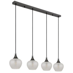 Luminosa Lighting Luminosa Maxy Bar Pendant Ceiling Light Gunmetal Clear Glass Shade 4X E27 - thumbnail 2