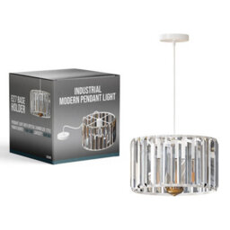 Ledsone Modern Crystal Glass Shade Mini Chandelier Pendant Light, Drum Shape E27 Ceiling Hanging Light White Without Bulb,20Cm - thumbnail 3