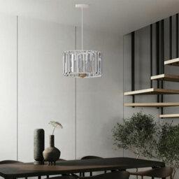 Ledsone Modern Crystal Glass Shade Mini Chandelier Pendant Light, Drum Shape E27 Ceiling Hanging Light White Without Bulb,20Cm - thumbnail 4