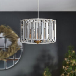 Ledsone Modern Crystal Glass Shade Mini Chandelier Pendant Light, Drum Shape E27 Ceiling Hanging Light White Without Bulb,20Cm - thumbnail 5
