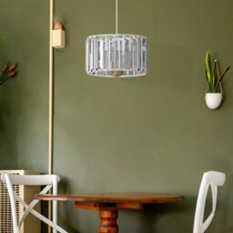 Ledsone Modern Crystal Glass Shade Mini Chandelier Pendant Light, Drum Shape E27 Ceiling Hanging Light White Without Bulb,20Cm - thumbnail 6
