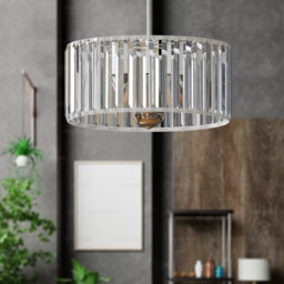 Ledsone Modern Crystal Glass Shade Mini Chandelier Pendant Light, Drum Shape E27 Ceiling Hanging Light White Without Bulb,20Cm - thumbnail 7