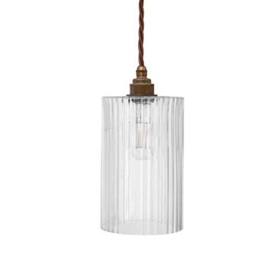 Henley Cylinde Glass Pendant Light - Old English Brass - Se Home