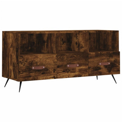 Berkfield Sturdy Tv Cabinet Smoked Oak 102X36X50 Cm Engineered Wood - image 1