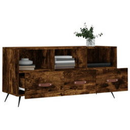 Berkfield Sturdy Tv Cabinet Smoked Oak 102X36X50 Cm Engineered Wood - thumbnail 4