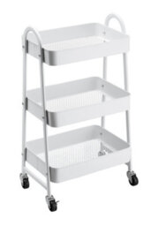 Urbn-Living Urbnliving Height 79.5Cm 3 Tier White Shelf Metal Slim Storage Trolley Cart With Castor Wheels Bathroom Organiser - thumbnail 2