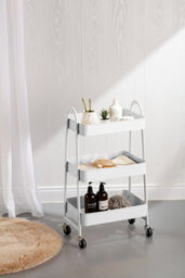 Urbn-Living Urbnliving Height 79.5Cm 3 Tier White Shelf Metal Slim Storage Trolley Cart With Castor Wheels Bathroom Organiser - thumbnail 4