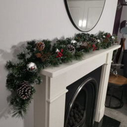Samuel Alexander 1.8M (6Ft) Dressed Christmas Garland With Silver Baubles Pinecones & Berries - thumbnail 2