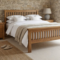 The Furniture Market Rustic Oak 6Ft Super King Size Bed - High Foot Board - thumbnail 1