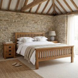 The Furniture Market Rustic Oak 6Ft Super King Size Bed - High Foot Board - thumbnail 2