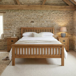 The Furniture Market Rustic Oak 6Ft Super King Size Bed - High Foot Board - thumbnail 3